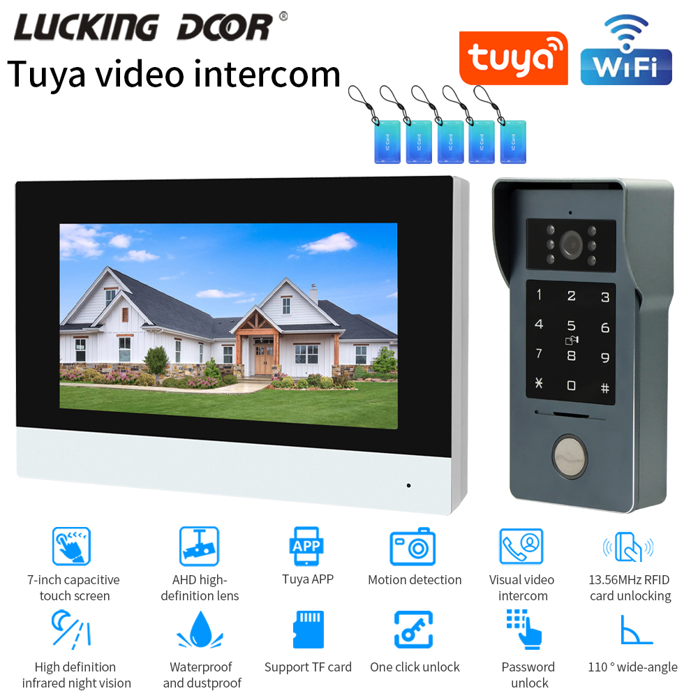Smart Doorbell Wired - Tuya Wifi 7/10 pouces Kits d'interphone