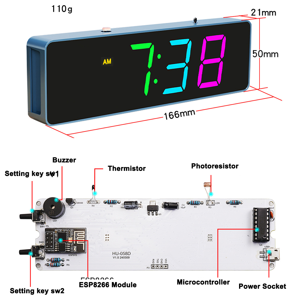 Kit d'horloge WiFi coloré, hor - Home Automation Diy avis et prix